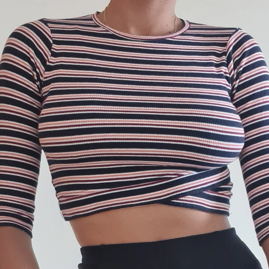 Stripped crop top 3/4 sleeves 