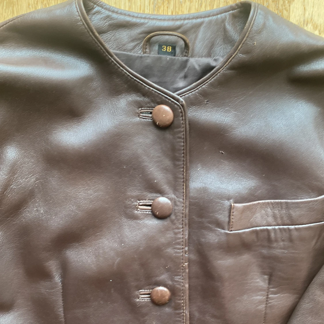 Äkta brun skinnjacka vintage. - 91