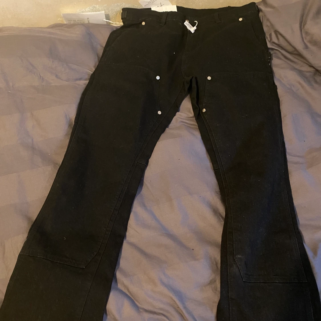 Y2k bootcut byxor med dragkedjor
