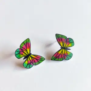 Handmade earrings butterflies 🦋 made with shrink plastic, painted and vanished. 