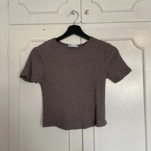T-shirt  - Söt ”gråbrun” top i bra skick Från Zara Storlek M (Frakt tillkommer)