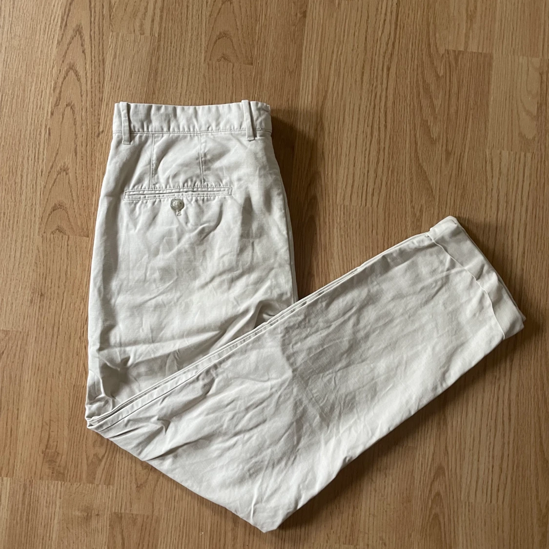 Beigea linneblend byxor - 90