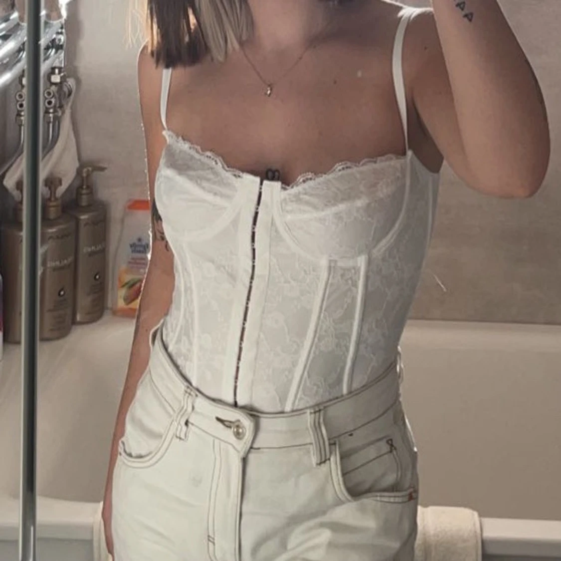 Vit korsett topp - 90