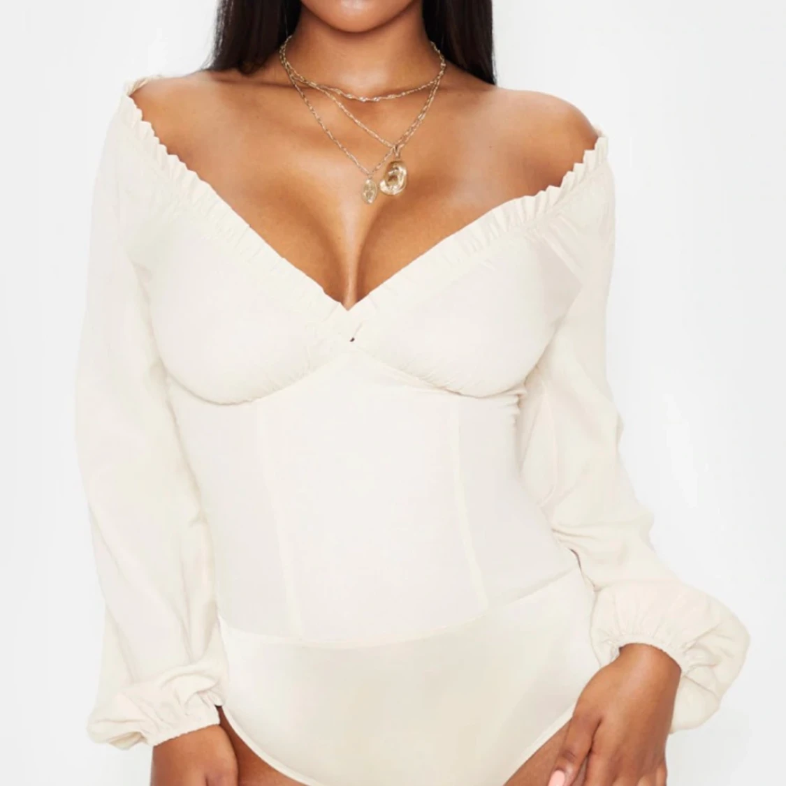 Cream white off shoulder body OANVÄND - 90