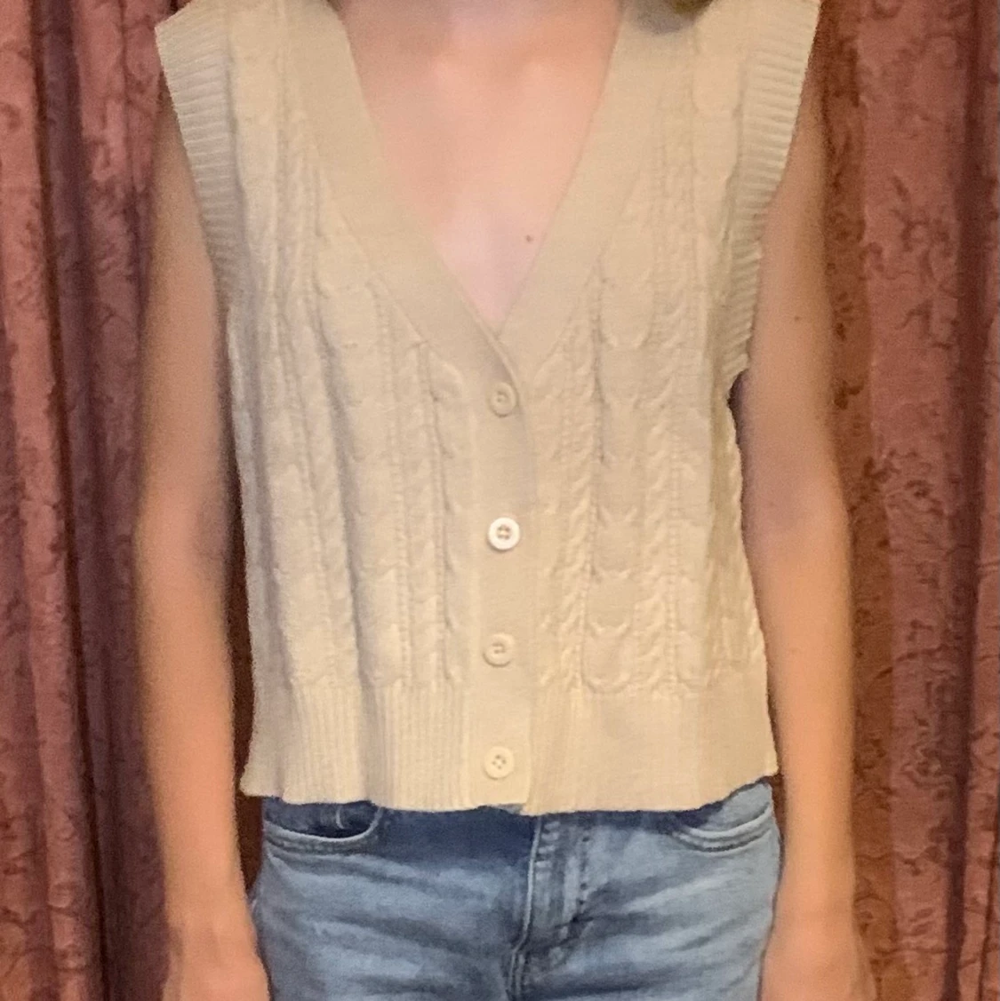 Jättefin beige väst🤎 - 90