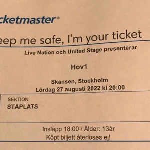 Hov1 biljetter - Säljer två st hov1 biljetter till Stockholm Skansen den 27 augusti! Säljer då jag inte kan ta mig till Sthlm. Biljetterna är helt slutsålda! 