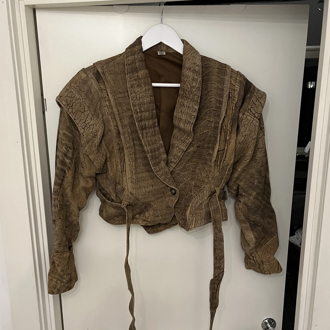 Unik läder / mocka jacka beige 