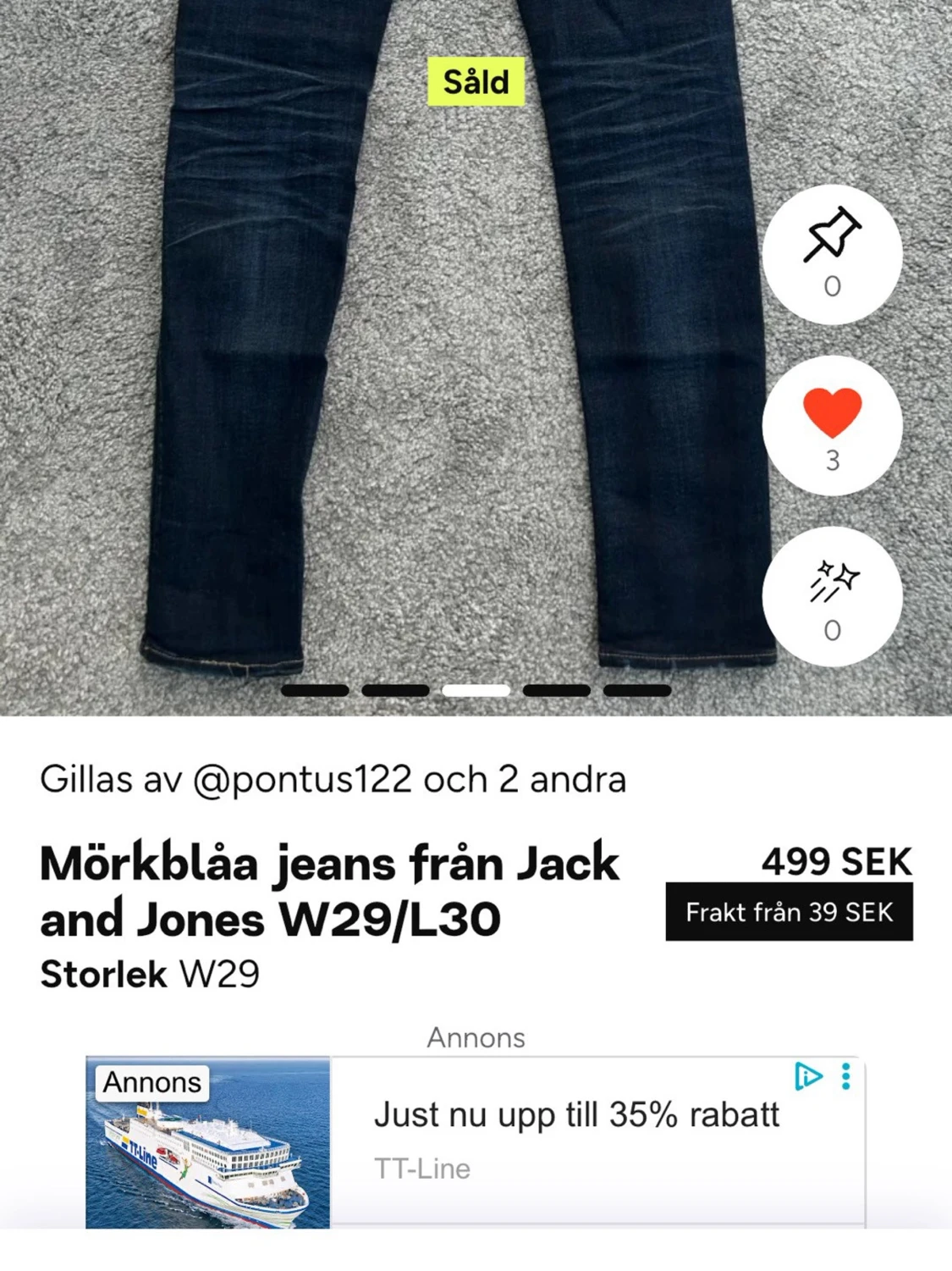 Mörkblå slim fit jeans Jack & Jones : - 2