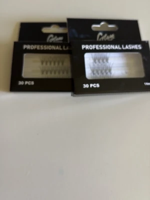 Professional Lashes 30-pack - Två förpackningar med lösögonfransar i svart, 30 stycken per förpackning. Fransarna är separata knippen för individuell applicering och ger ett naturligt resultat. Förpackningarna är svarta med genomskinligt fönster.
