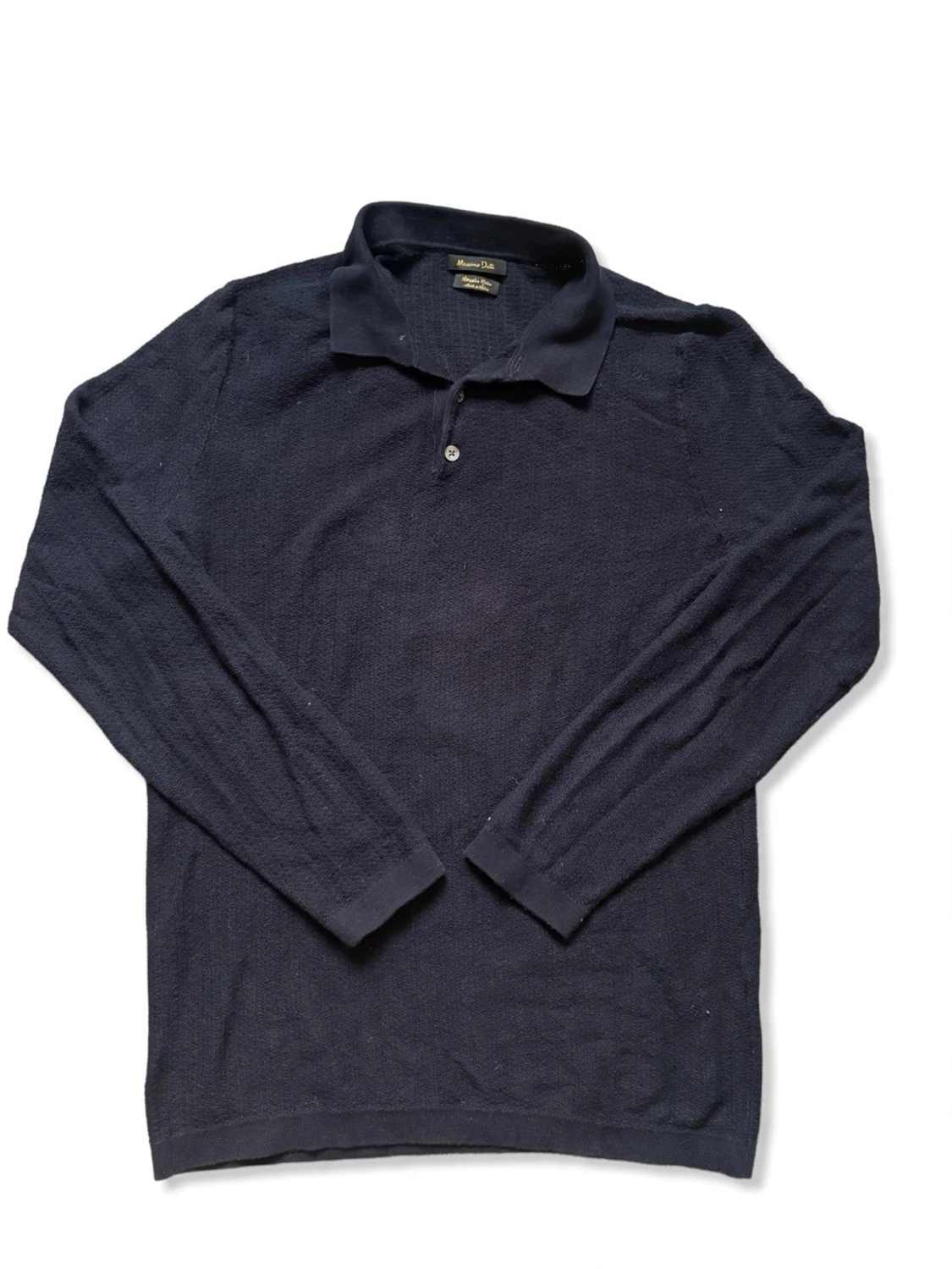 (Massimo dutti) Mörkblå långärmad pikétröja