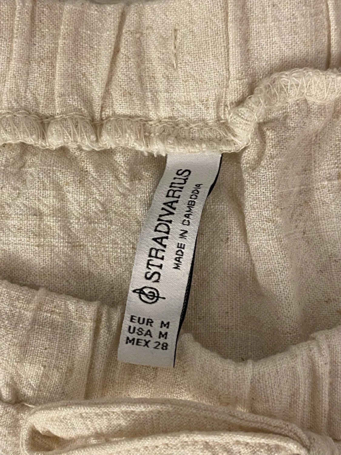 Beige linnekjol med snörning - 3