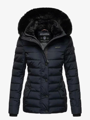 Mörkblå vinterjacka med fuskpäls - Snygg mörkblå vinterjacka med stor huva och svart fuskpäls. Jackan har dragkedja och knappar framtill, två fickor med dragkedja och detaljer i svart. Perfekt för kalla vinterdagar och ger en cool look ❄️ursprunglig spris: 1342kr