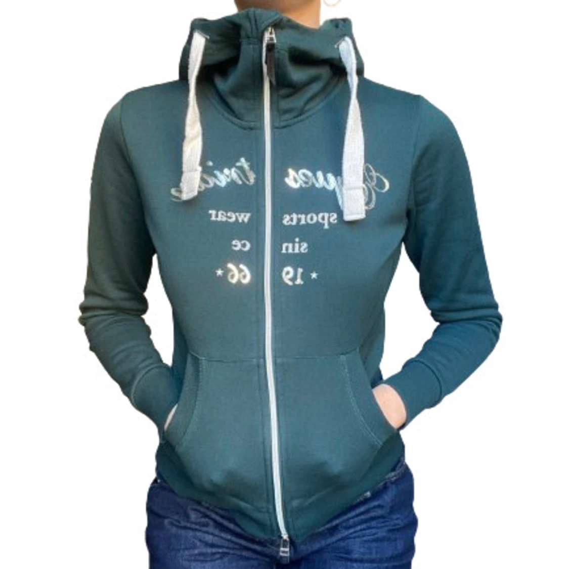 y2k grön zip up hoodie  - 90