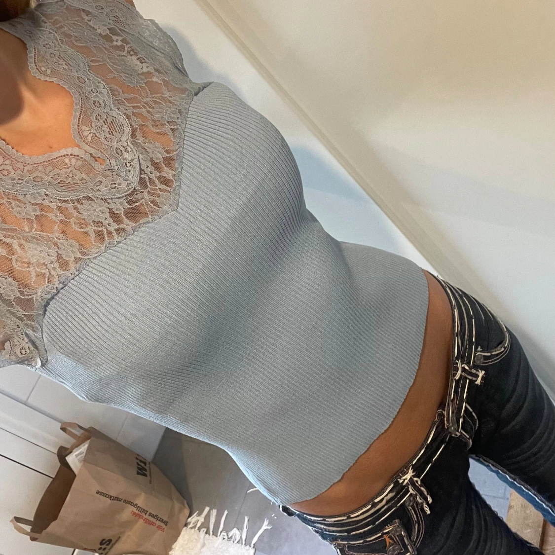 Blå spets topp - 91