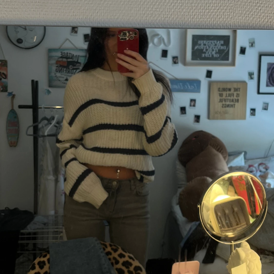 Stickad randig tröja