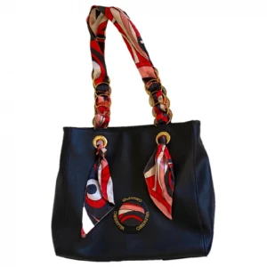 valentino scarf tote - good condition. satin/silk (?) handles. closeable with zip and small pockets inside