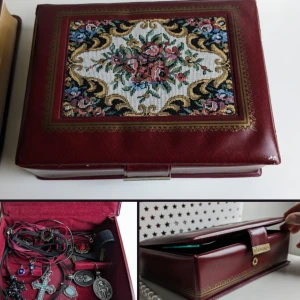 Vintage smyckeskrin med spegel - 18x14x5cm, i fint skick! frakt tillkommer på 48kr