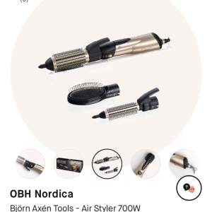 Säljer min oanvända Värmeborste från OBH Nordica x Björn Axén Tools. Värmeborsten går inte att får tag på längre och den är SLUTSÅLD överallt. Som man kan se på bilderna har den tre olika minstycken man kan använda! Nypris 750kr