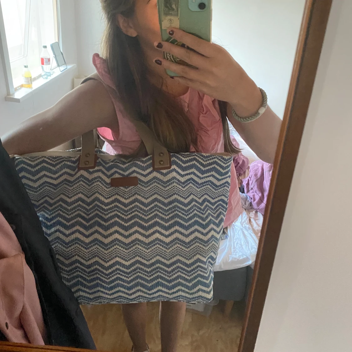 Blå och vit shoppingväska från Beck Söndergaard - 92