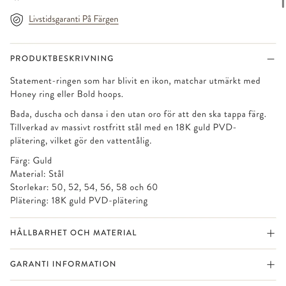 Vattentät guldplterad ring från mockberg i nyskick🤩 nypris: 699kr. Accessoarer.