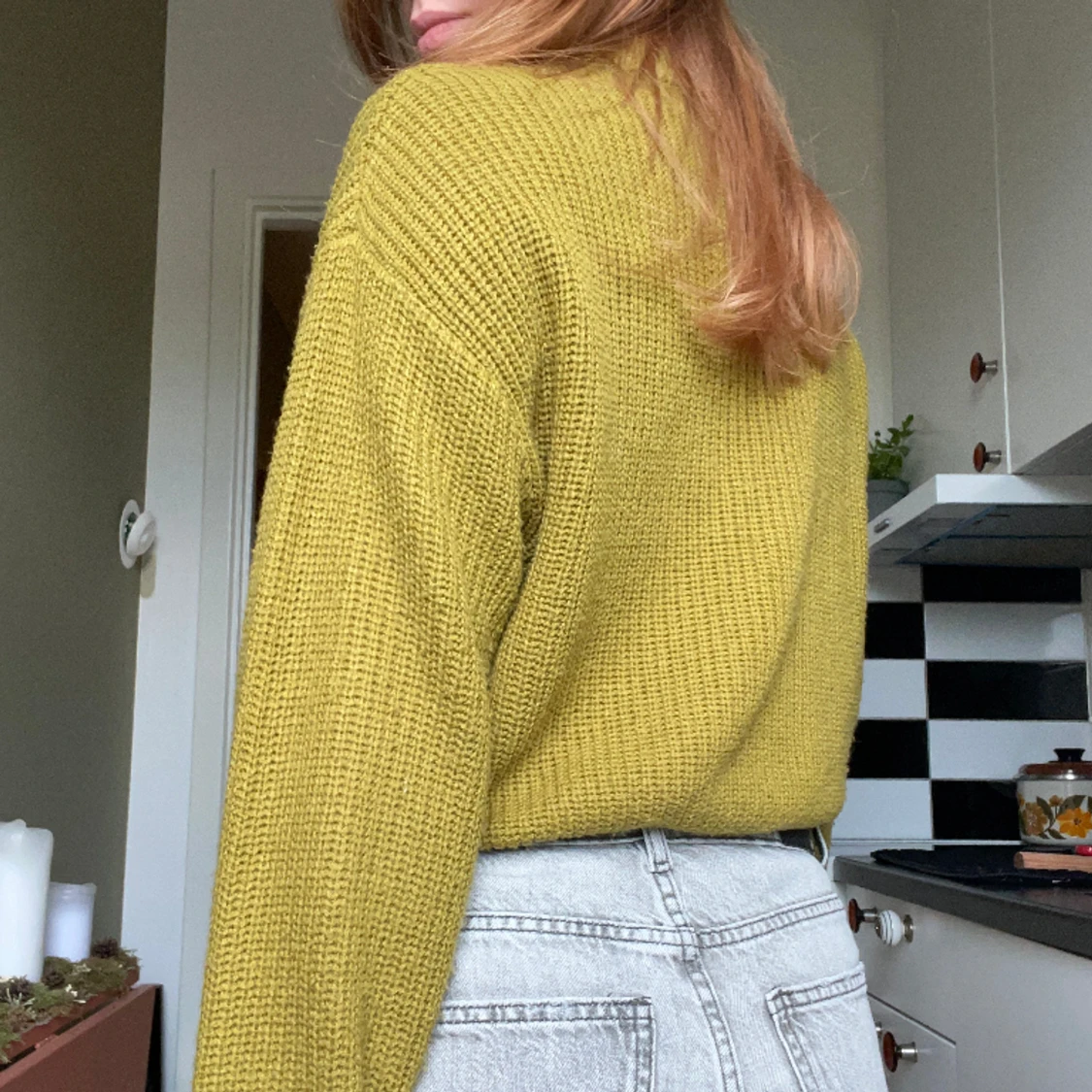 Mossgrön stickad tröja  - 91