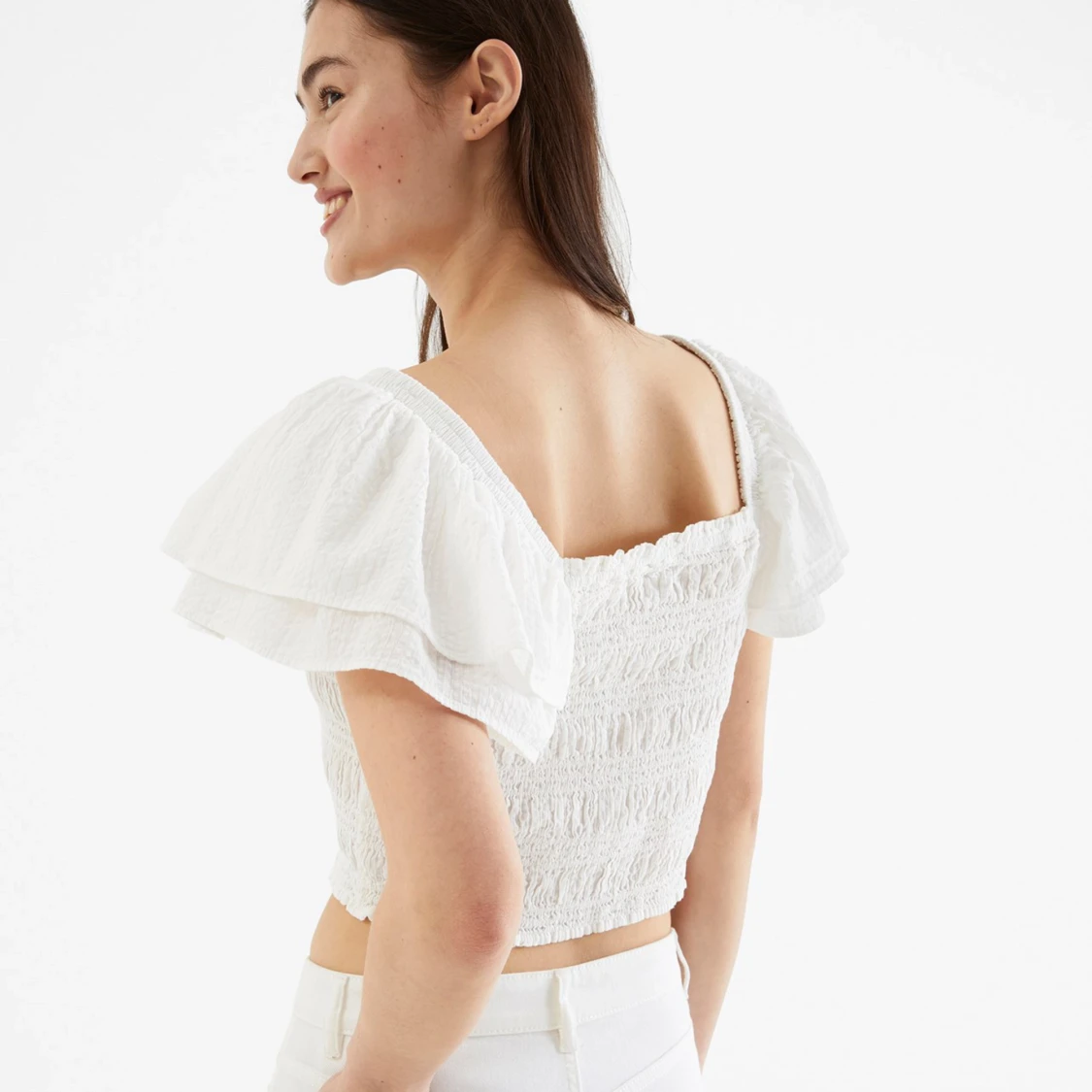 Blus med volangärmar - 91