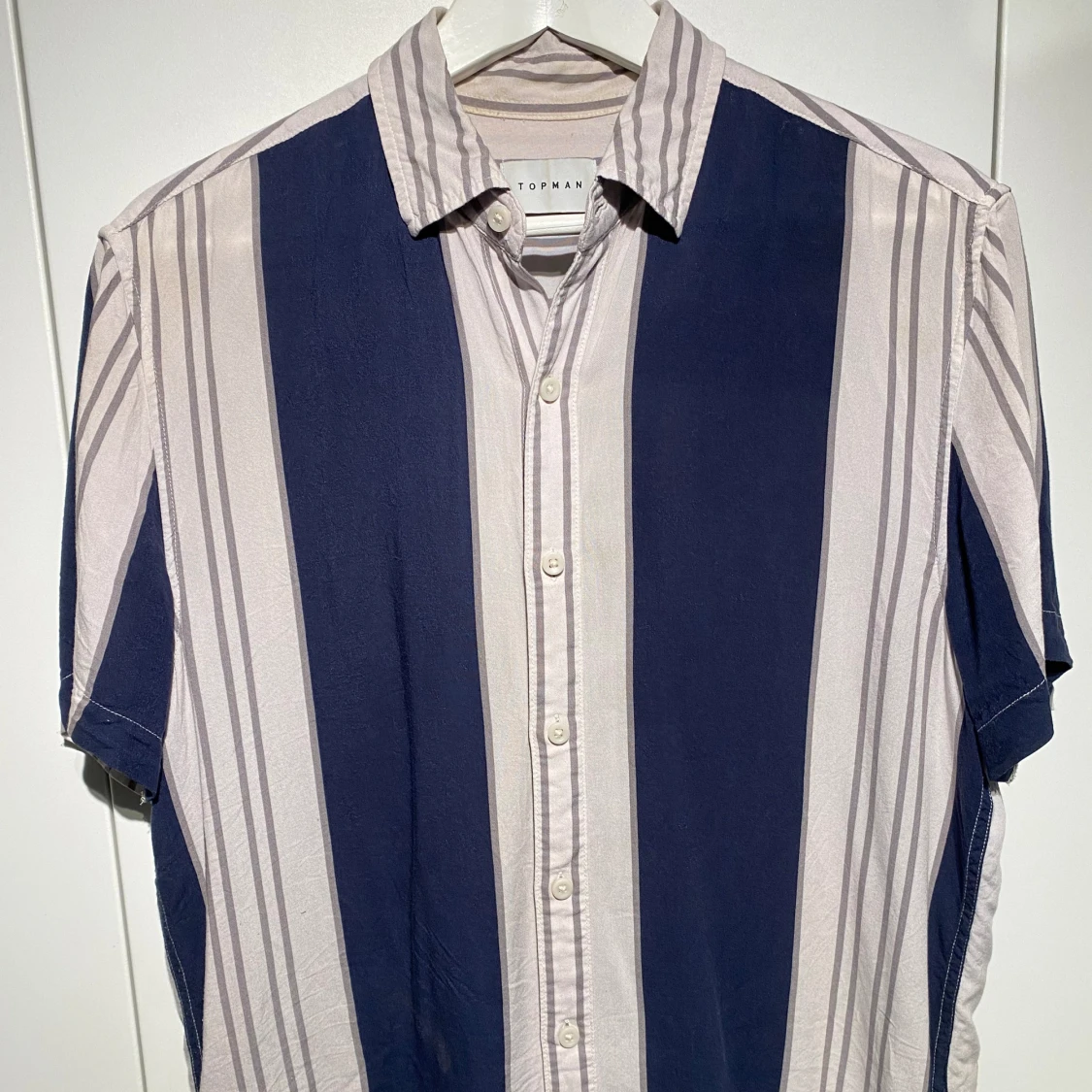 Topman Blå/Beige randig skjorta - 90