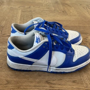 Nike dunks blåa  - Säljer mina nike dunks då jag inte får någon användning för de längre, köpta förra sommaren i nike affär, nyskick. Tvättas innan frakt. Pris kan diskuteras. 