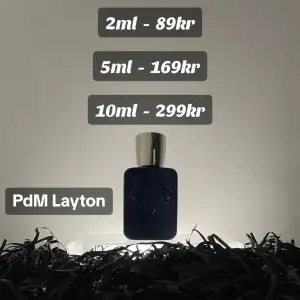 Säljer dekanter av ”Parfums de Marly Layton” I storlekarna 2ml 5ml 10ml Kontakta oss innan du köper så fixar vi rätt pris på frakt📦✅. du kan även beställa fler än bara Samples från 1 parfym så kontakta oss så svarar vi så snabbt som möjligt.