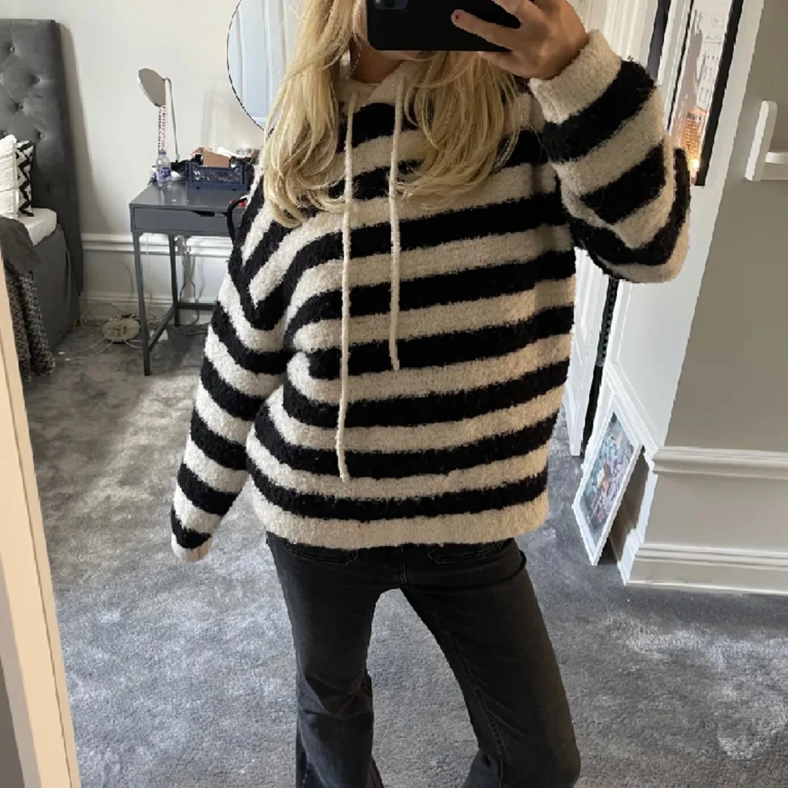 Stickad hoodie  - 90