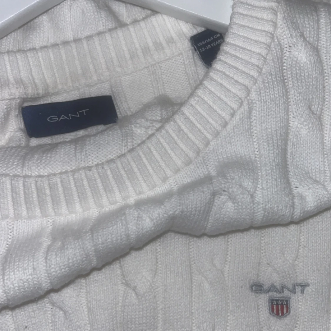 GANT Kabelstickad Bomullströja Vit - 90