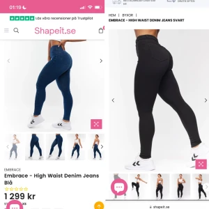 Embrace jeans - Använda 1 gång. Som nya. Det är så mycket stretch i dessa byxor att de alltid passar som handen i handsken.(De blåa jeansen på modellen är mörkare än de jag säljer) 250 per byxa frakt tillkommer 