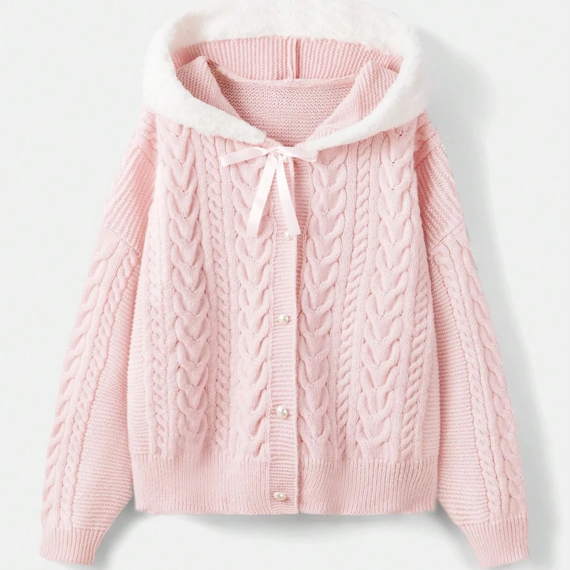 Rosa Cardigan med rosett