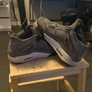 Jordan 4 cool greys  - Jag säljer min jordan 4 cool greys för jag vill inte ha kvar de. Alla legit checks är real så de borde vara riktiga Finns hål i båda hälarna men de går att sy ihop och lägga plåster på orginal box kommer inte med. Pris kan diskuteras 