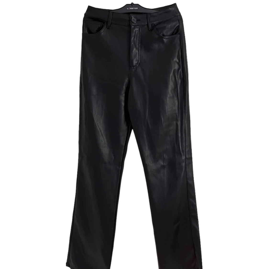 Svarta stretchiga skinnimitation byxor