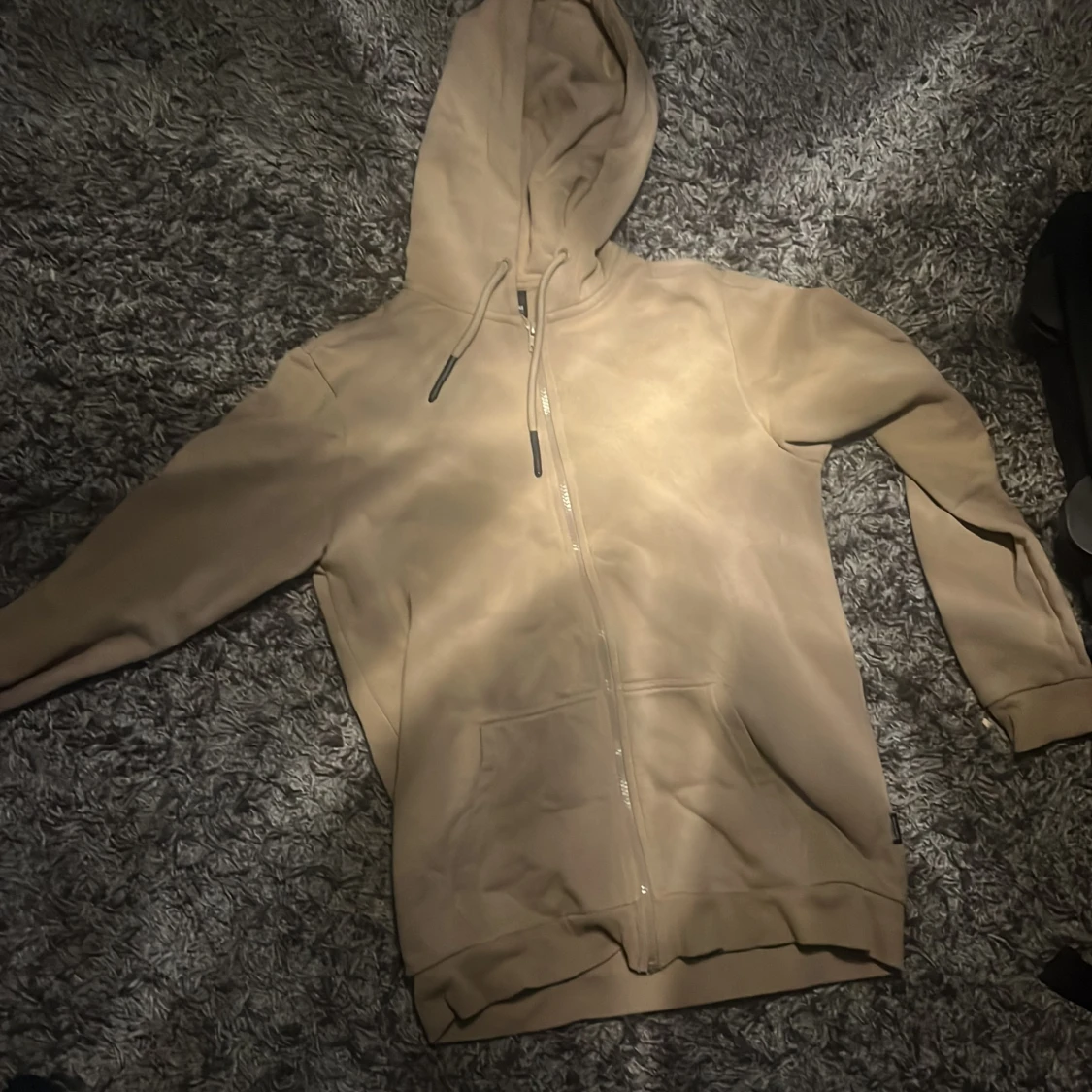 Beige Zip Hoodie