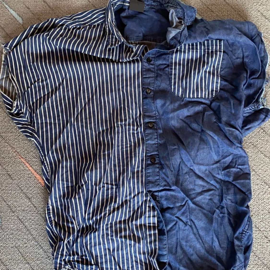 Denim Kortärmad Skjorta - 90