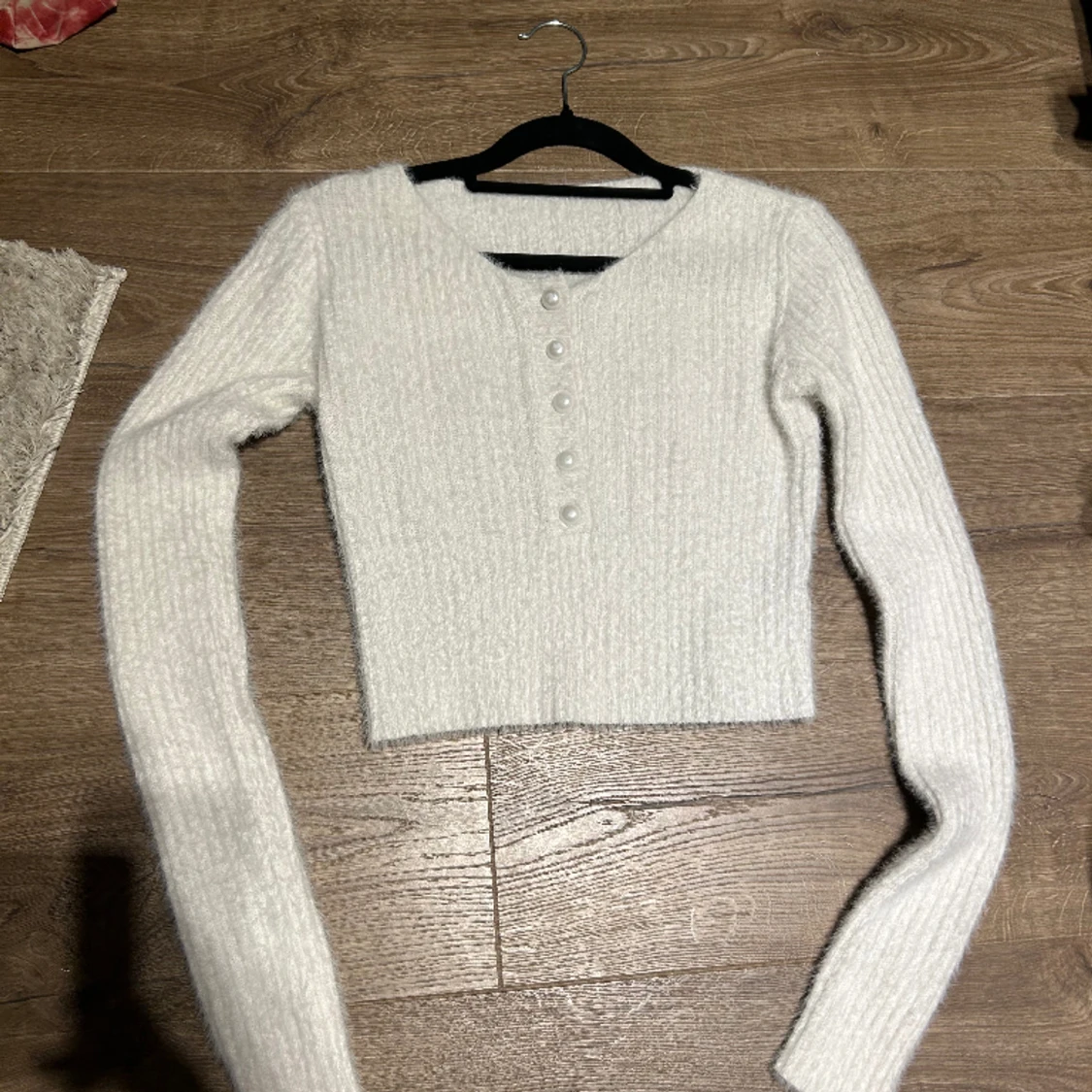 Shein - Rib-knit Framsida Knappar Slätt Enkel Tröja - 90