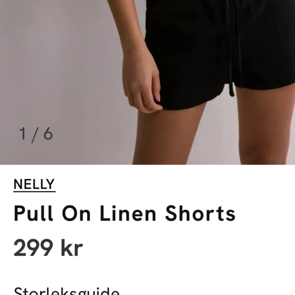 Linne shorts storlek XS från nelly prislapp på, Fick hem helt fel beställning från nelly var krångligt med returen, så säljer massor av kläder därifrån vill ni ha bild på plaggen i verkligheten skicka ett meddelande så löser jag . Shorts.