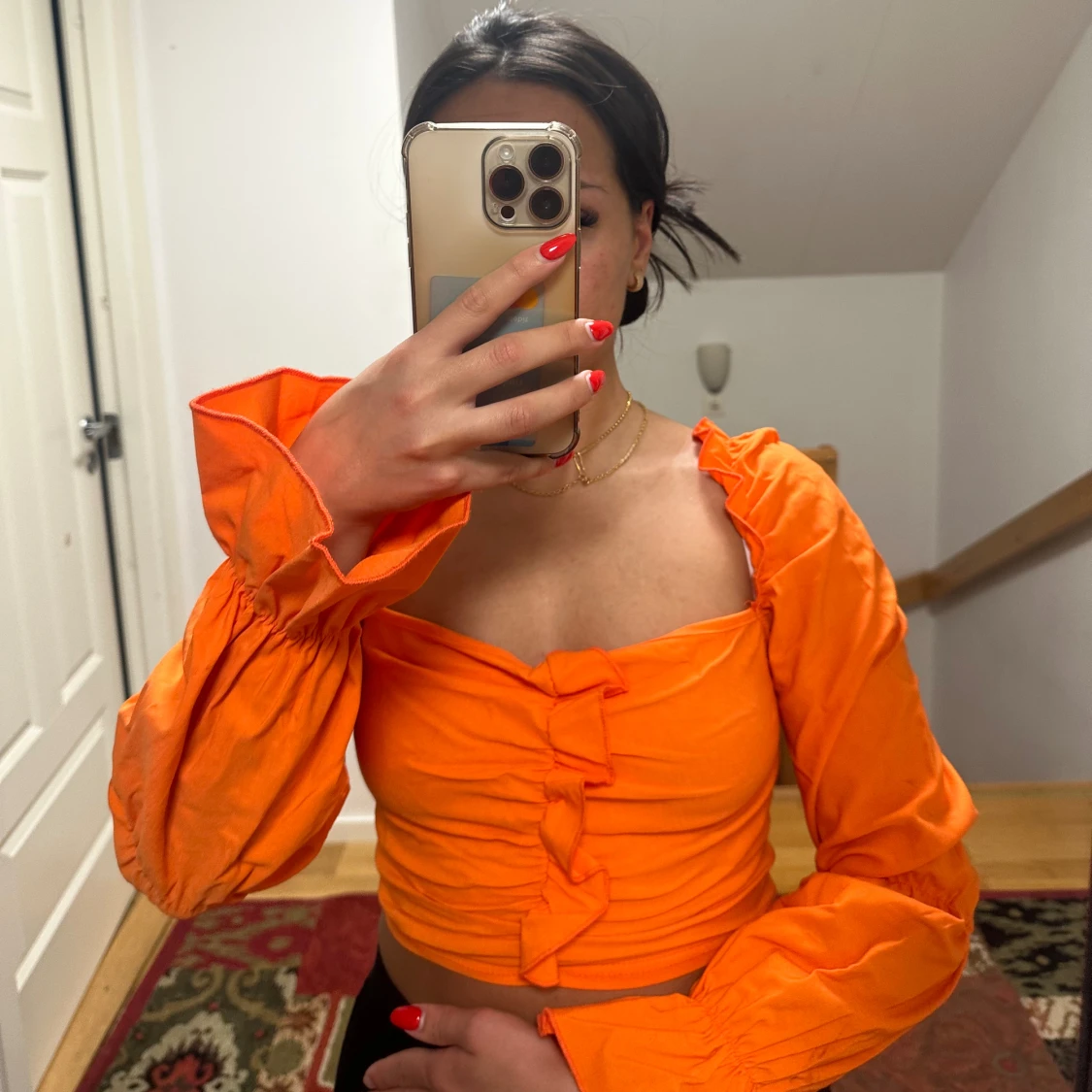 orange långärmad croptop