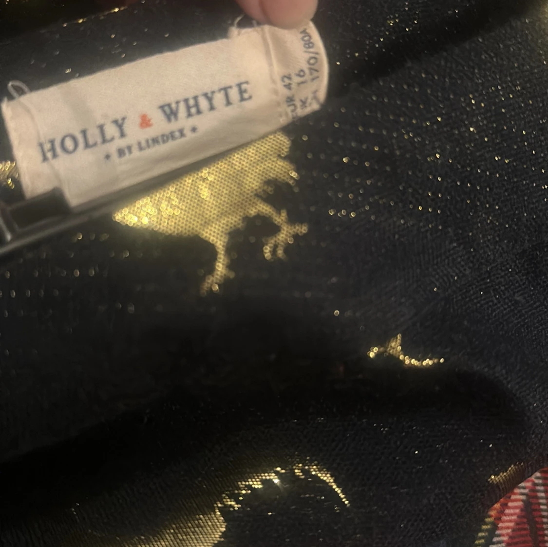 Mörkblå kjol med guldfåglar på! - 91