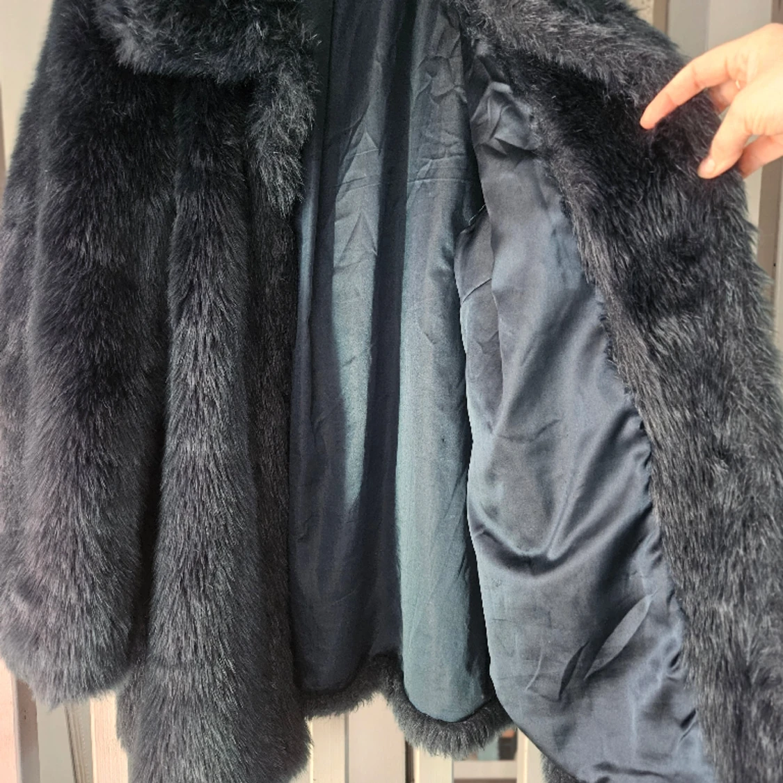 Lyxig fuskpäls Petrol - 90