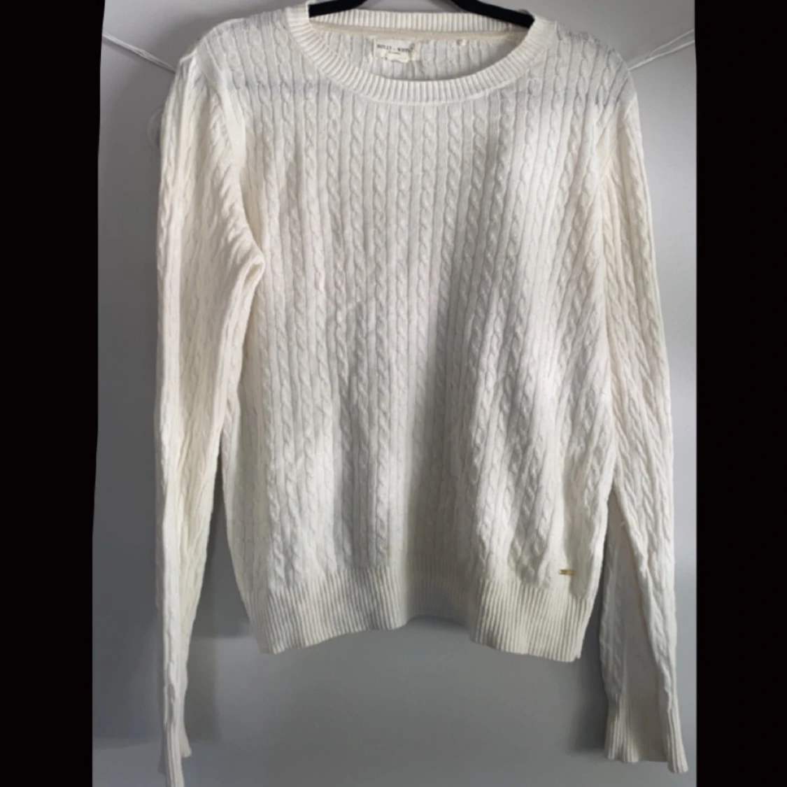 Vit kabelstickad tröja - 25