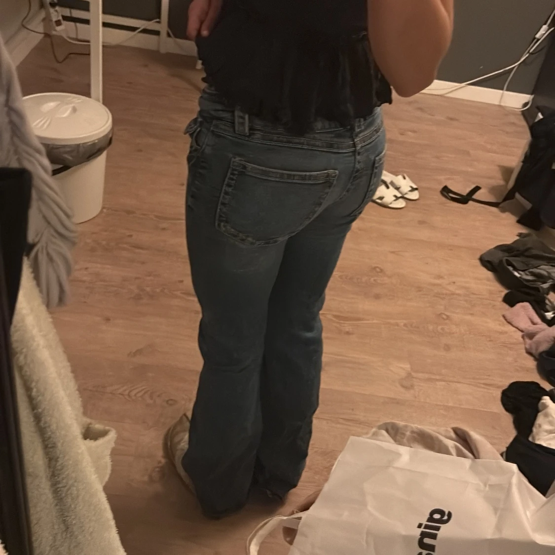 Blå lågmidjade bootcut jeans - 2
