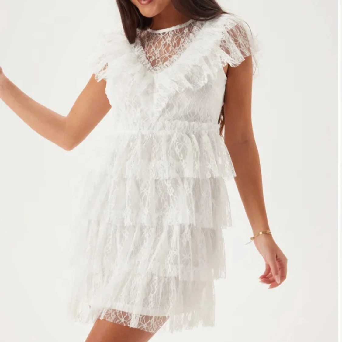 Lace Frill Short Dress - 1