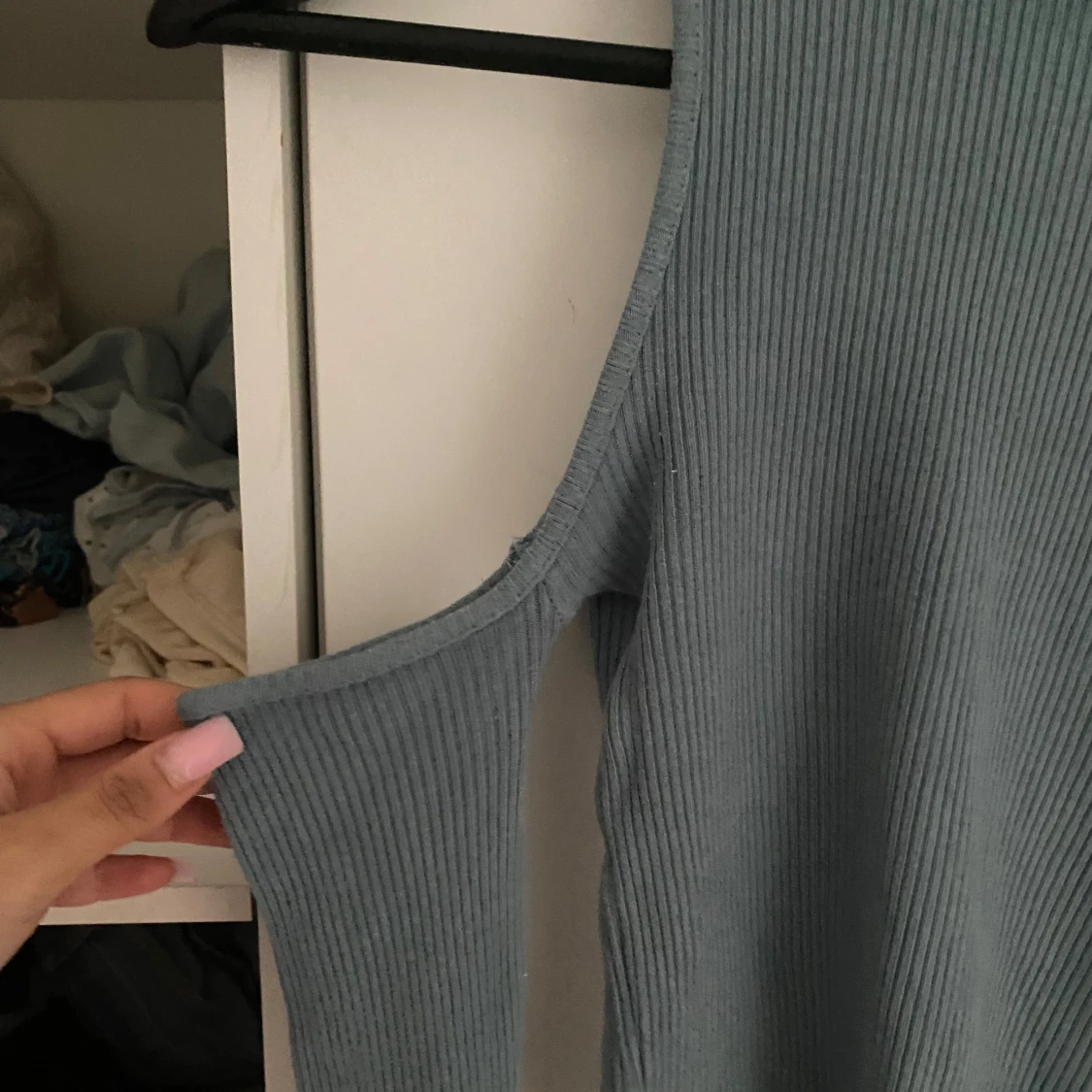 Blå ribbad långärmad topp från Pull&Bear - 2