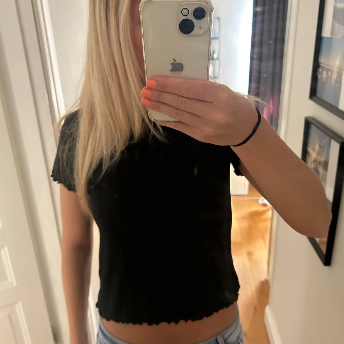 Svart ribbad croppad