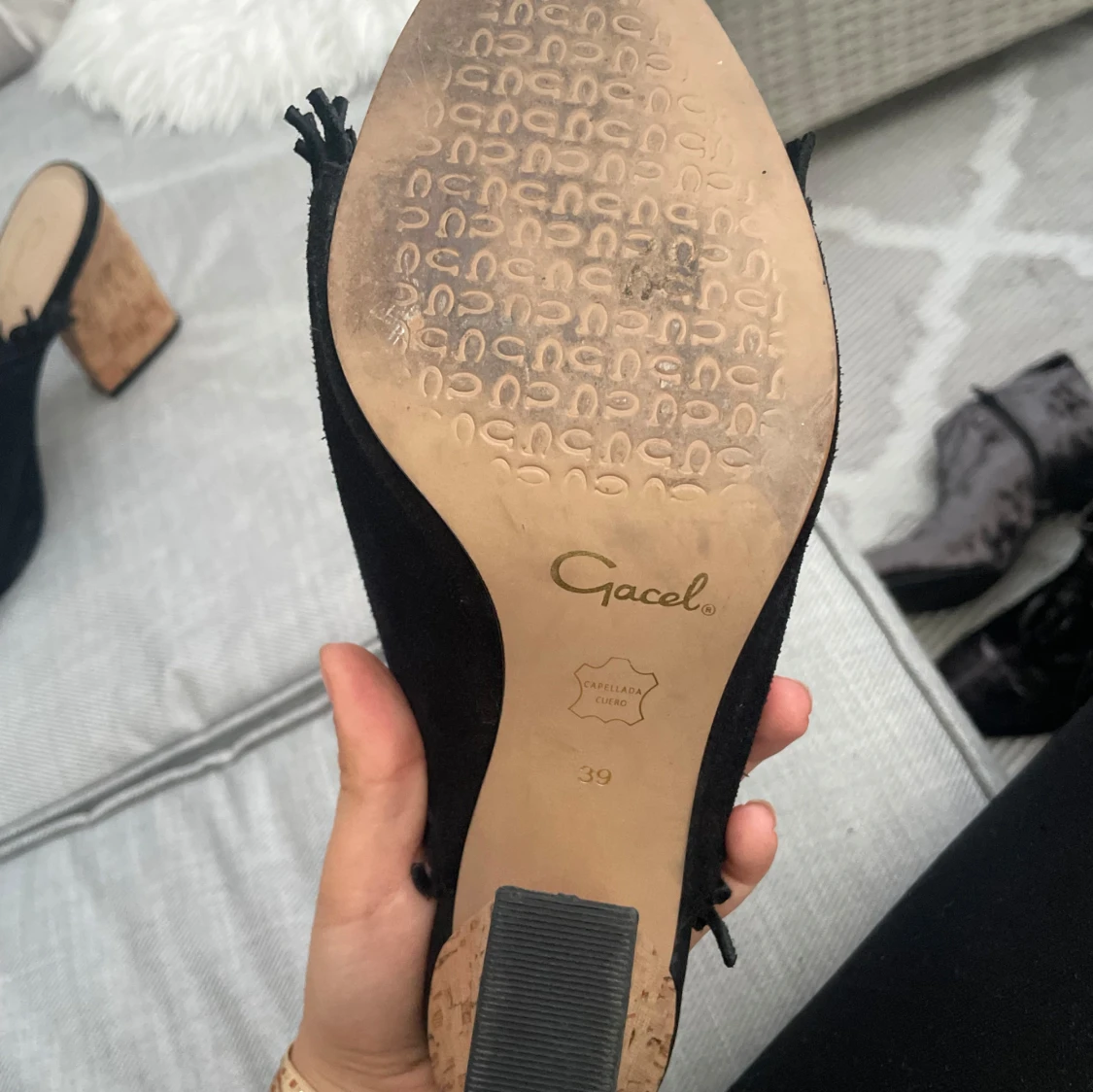 Svarta sandaler med korkklack från Gacel - 4