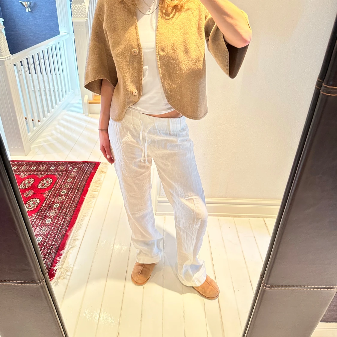 Vita Lågmidjade linnebyxor (ej strykta) - 1