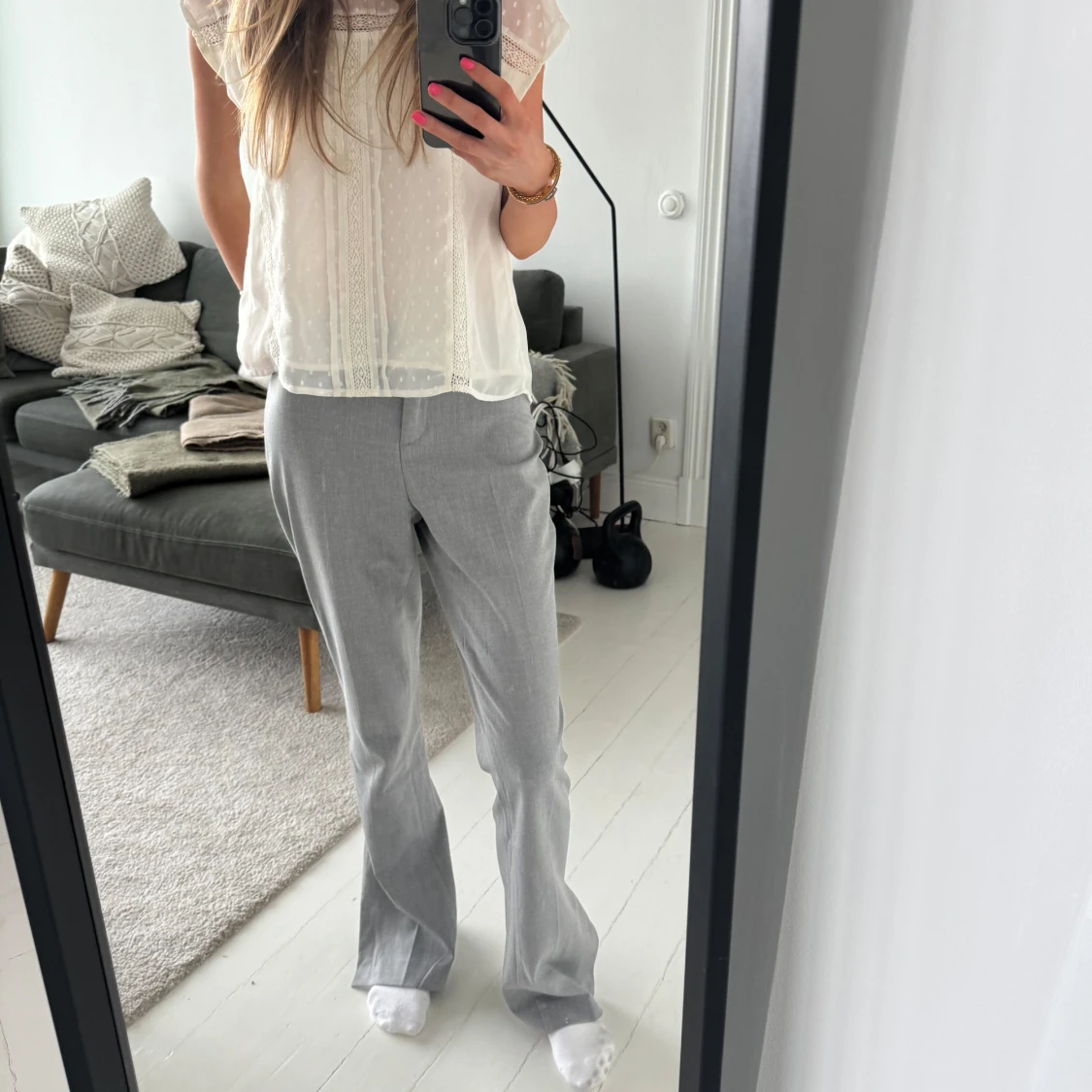 Grå kostymbyxor Tall - 1